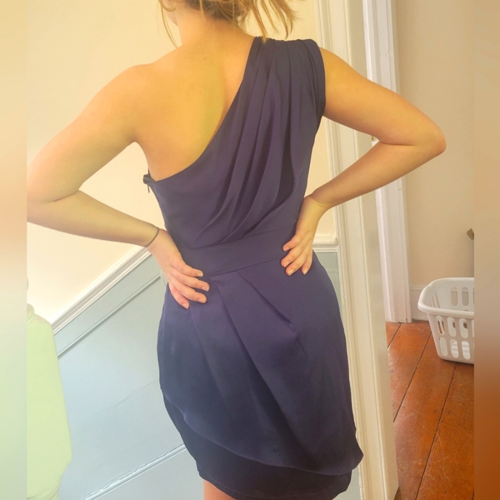 BCBG silky dark purple ish blue silky dress